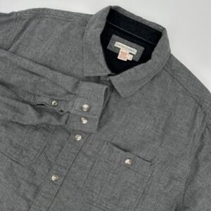 Carbon2Cobalt Shirt Mens Large Gray Button Up‎ Double Pocket Casual 100% Cotton